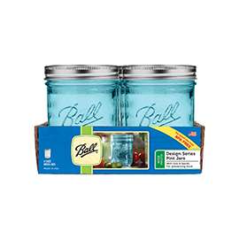 Ball Collection Elite Series 1440069023 Wide Mouth Mason Jar, 16 oz Capacity, Glass, Silver Cap/Lid