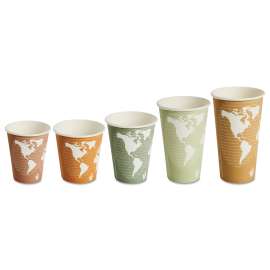 World Art Renewable/Compostable Hot Cups, 8 oz, Plum, 50/Pack, 10 Pack/Carton