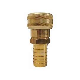 Air Chief Industrial Semi-Auto Coupler Standard Hose Barb, 3/8 in ID, 1/4 in Body Size, Brass