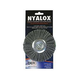 Dico 541-772-4 Mounted Wheel Brush, 4 in Dia, 1/4 in Arbor/Shank, Nylon Bristle