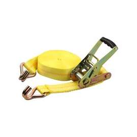 ProSource FH64066 Tie-Down, 2 in W, 27 ft L, Polyester Webbing, Metal Ratchet, Yellow, 3333 lb, Steel End Fitting
