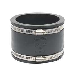 FERNCO P1001-44 Flexible Coupling, 4 x 4 in, PVC, 4.3 psi Pressure