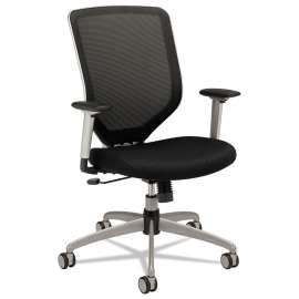 HON Adjustable Task/Lab Stool, Backless, Supports Up to 250 lb, 17.25" to 22" Seat Height, Black Seat, Steel Base