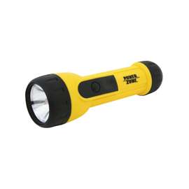 PowerZone JL-L0013L High-Impact Flashlight, D Battery, D Battery, Krypton Lamp, 13 Lumens, 50 m Beam Distance, Yellow