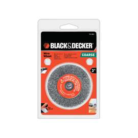 Black+Decker 70-603 Wire Wheel Brush, 3 in Dia, 10-32 in Arbor/Shank, Steel Bristle