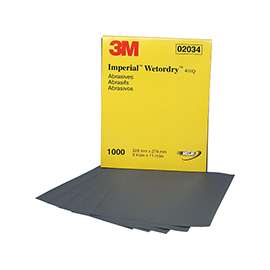 3M Wetordry Series 02034 Abrasive Sheet, 11 in L, 9 in W, 1000 Grit, Fine, Silicone Carbide Abrasive