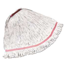 Swinger Loop Shrinkless Mop Heads, Cotton/Synthetic, White, Large, 6/Carton