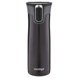 West Loop AUTOSEAL Travel Mug, 16 oz, Black, Stainless Steel