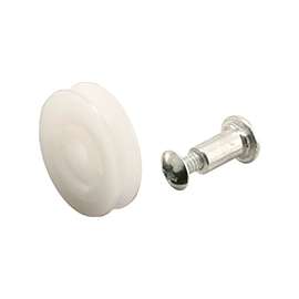 Prime-Line B 551 Door Roller, 1 in Dia Roller, 7/32 in W Roller, Nylon, White, 2-Roller, Bottom Mounting