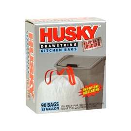 HUSKY HK13XDSE090W Kitchen Trash Bags, 13 gal Capacity, White