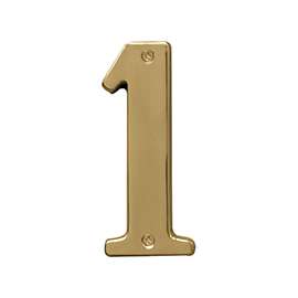 HY-KO Prestige Series BR-51PB/1 House Number, Character: 1, 5 in H Character, Brass Character, Brass