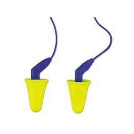 E-A-R Push-Ins SofTouch Earplugs, Polyurethane, Blue/Yellow, Corded