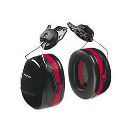 Optime 105 Earmuffs, 27 dB NRR, Black/Red, Cap Attached