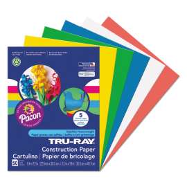 Tru-Ray Construction Paper, 76lb, 9 x 12, Assorted Primary Colors, 50/Pack