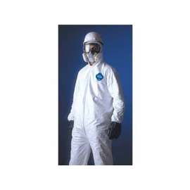 Tyvek Coveralls with Attached Hood, White, Large, With Hood