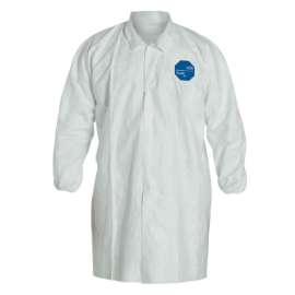 Tyvek Lab Coats No Pockets Knee Length, Large, DuPont Tyvek Lab Coat
