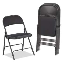 Steel Folding Chair with Two-Brace Support, Graphite Seat/Graphite Back, Graphite Base, 4/Carton