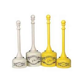 Butt Cans, 2 gal, 35 in h, Galvanized Steel, Yellow