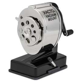 KS Manual Vacuum Mount Classroom Pencil Sharpener, Black/Nickel-plated