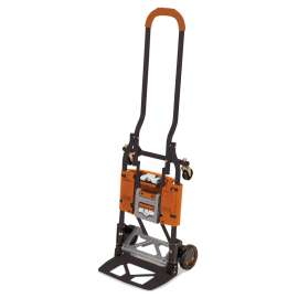 2-in-1 Multi-Position Hand Truck and Cart, 16.63 x 12.75 x 49.25, Gray/Orange