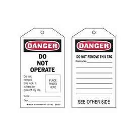 Self-Laminating Tags, 5.3 x 3 in, Danger, Do Not Operate