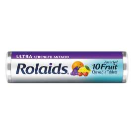 Ultra Strength Antacid Chewable Tablets, Assorted Fruit, 10/Roll, 12 Roll/Box