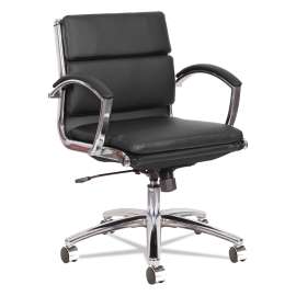 Alera Neratoli Low-Back Slim Profile Chair, Supports up to 275 lbs., Black Seat/Black Back, Chrome Base