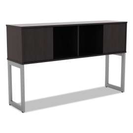 Alera - Open Office Desk Series Espresso 4 Compartments Office Desk Hutch
