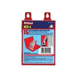 Hex-L Key Set, 15 per set, Hex Tip, Inch