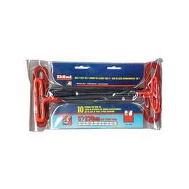 Cushion Grip Hex T-Key Sets, 10 per pouch, Hex Tip, Inch, 9 in Handle