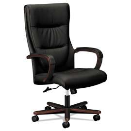 HON Perch Series Seat, Backless, Supports Up to 250 lb, Black Seat, Silver Base