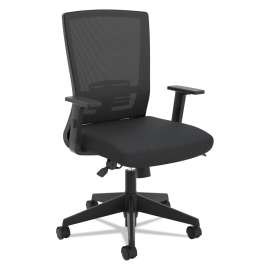 HON HVL601 Series Executive High-Back Leather Chair, Supports Up to 250 lb, 17.44" to 20.94" Seat Height, Black