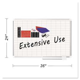 Platinum Plus Magnetic Porcelain Dry Erase Board, 1 x 2 Grid, 36 x 24, Silver