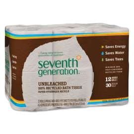Natural Unbleached 100% Recycled Bath Tissue, Septic Safe, 2-Ply, 400 Sheets/Mega Roll, 12/Pack