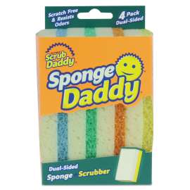 Sponge Daddy Dual-Sided Sponge, 3 3/8 x 5.563 x 2 5/8, Assorted,4/Pk,20Pk/Ctn