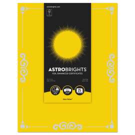 Foil Enhanced Certificates, 8 1/2" x 11", Solar Yellow, 25/Pk
