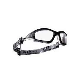 Tracker Series Safety Glasses, Clear Lens, Clear, Black/Gray Frame, Foam, Rubber