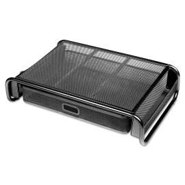 Metal Mesh Desktop Monitor Stand with Drawer, 18 x 11 3/4 x 5 1/8, Black