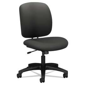 HON ComforTask Task Stool with Adjustable Footring, 32" Seat Height, Supports up to 300 lbs, Navy Seat/Back, Black Base