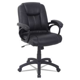 Alera CC Series Executive Mid-Back Leather Chair, Supports up to 275 lbs., Black Seat/Black Back, Black Base