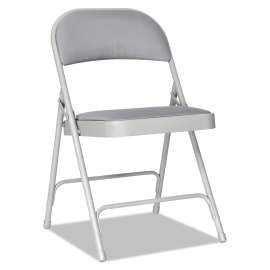 Steel Folding Chair with Two-Brace Support, Light Gray Seat/Light Gray Back, Light Gray Base, 4/Carton