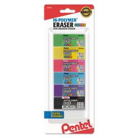 Hi-Polymer Block Eraser, Assorted, 6/Pack