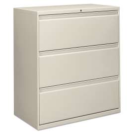 Three-Drawer Lateral File Cabinet, 36w x 18d x 39.5h, Light Gray