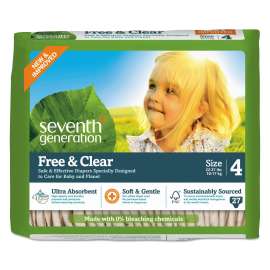 Free and Clear Baby Diapers, Size 4, 22 lbs to 32 lbs, 108/Carton