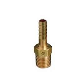 Brass Hose Adaptors, NPT Thread/Barb, Brass, 1/4 in