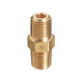 Pipe Thread Hex Nipples, 3000 PSIG, Brass, 1/4 in NPT Male