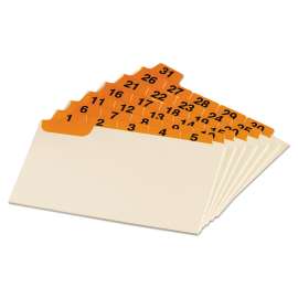 Laminated Index Card Guides, Daily, 1/5 Tab, Manila, 3 x 5, 31/Set