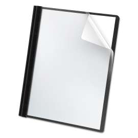 Premium Paper Clear Front Cover, 3 Fasteners, Letter, Black, 25/Box