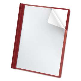 Premium Paper Clear Front Cover, 3 Fasteners, Letter, Red, 25/Box