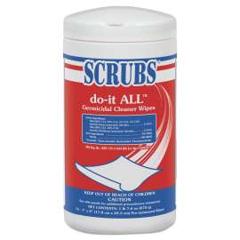 do-it ALL Germicidal Cleaner Wipes, Lemon, 7" x 8", White, 75/Container, 6/CT